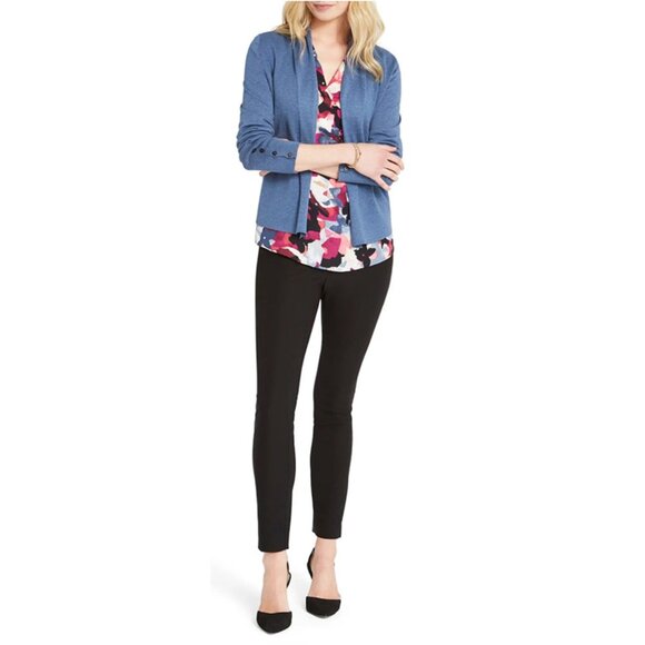 NEW Nic + Zoe Book Club Knit Button Cuff Long Sleeve Open Cardigan Sweater Blue - Picture 4 of 12
